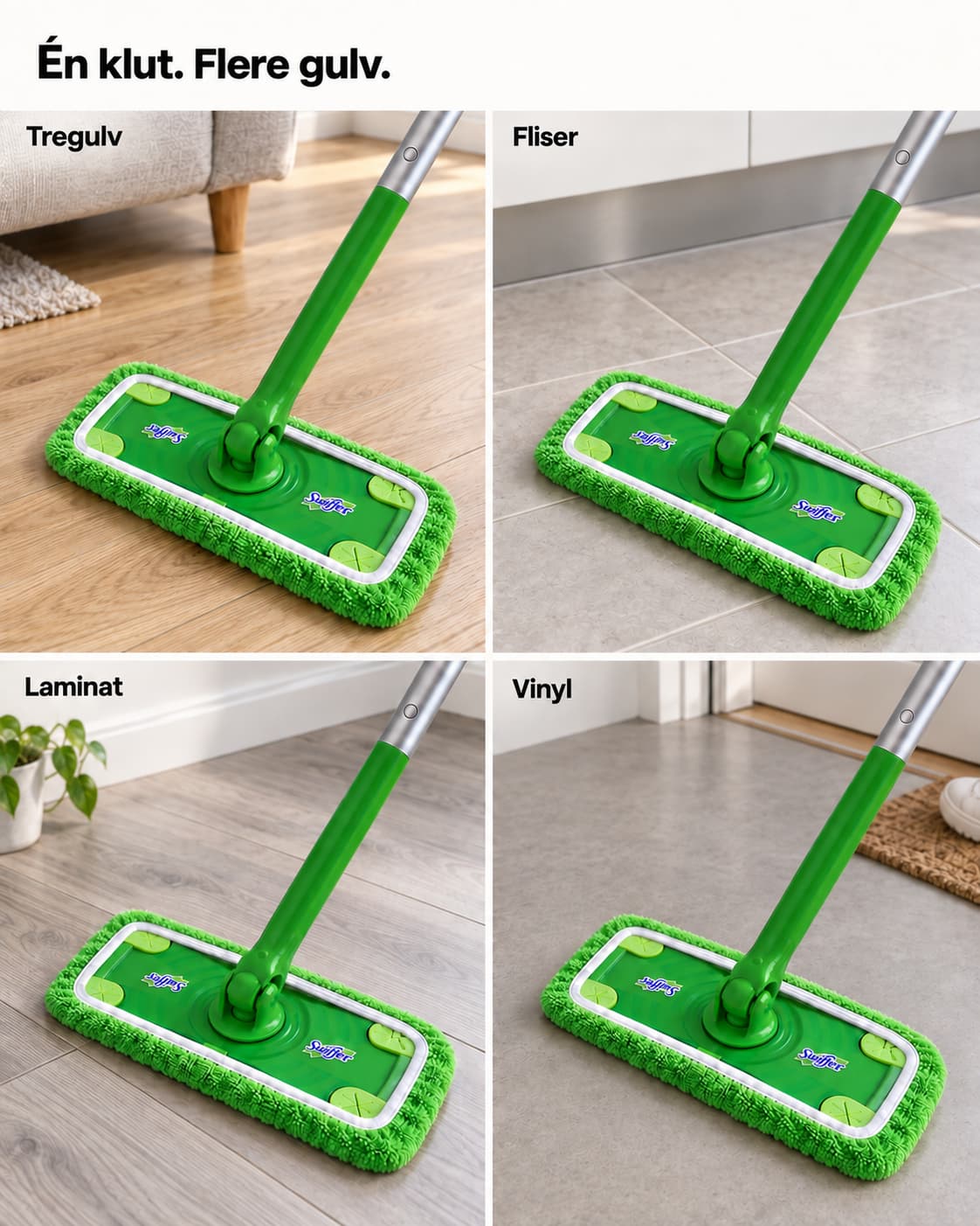 Gjenbrukbare moppekluter til Swiffer